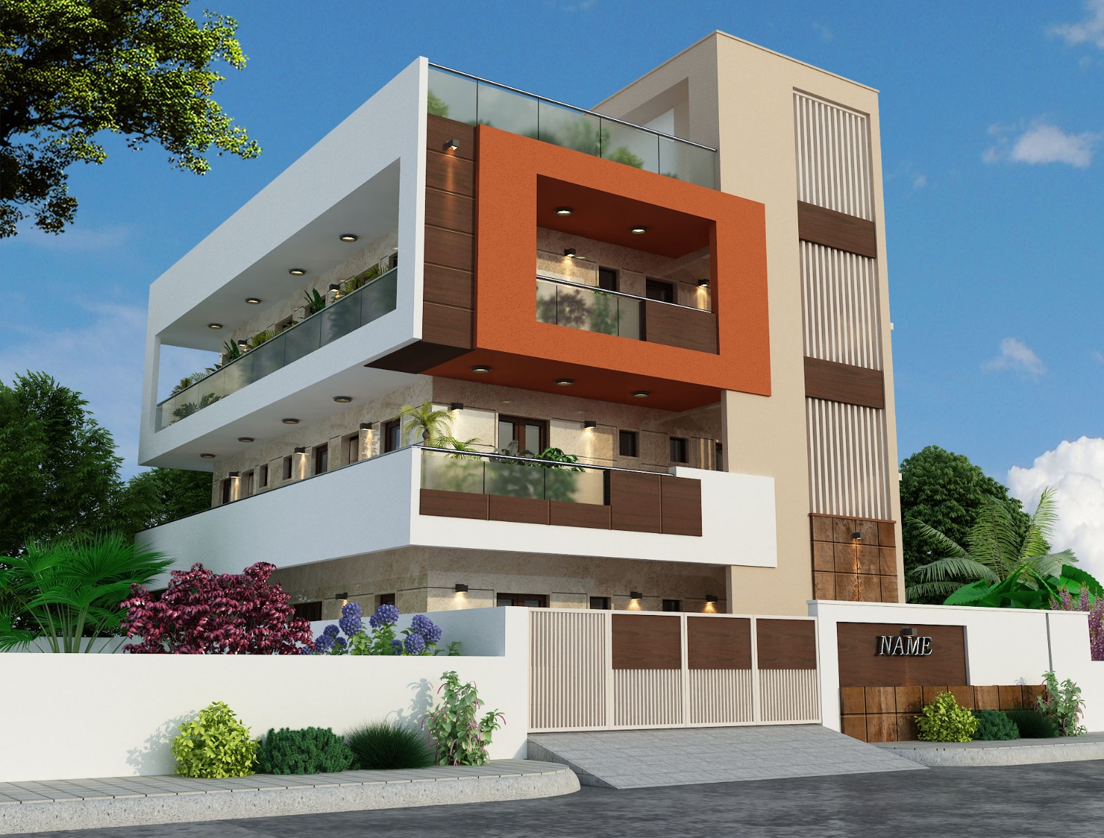 Modern House with Orange Accent